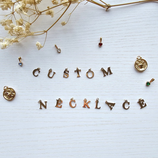 custom necklace waterproof charm dainty zodiac sign initial birth month stone