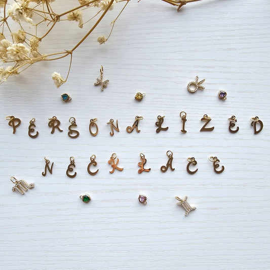 personalized necklace custom charms zodiac sign birthstone initial waterproof