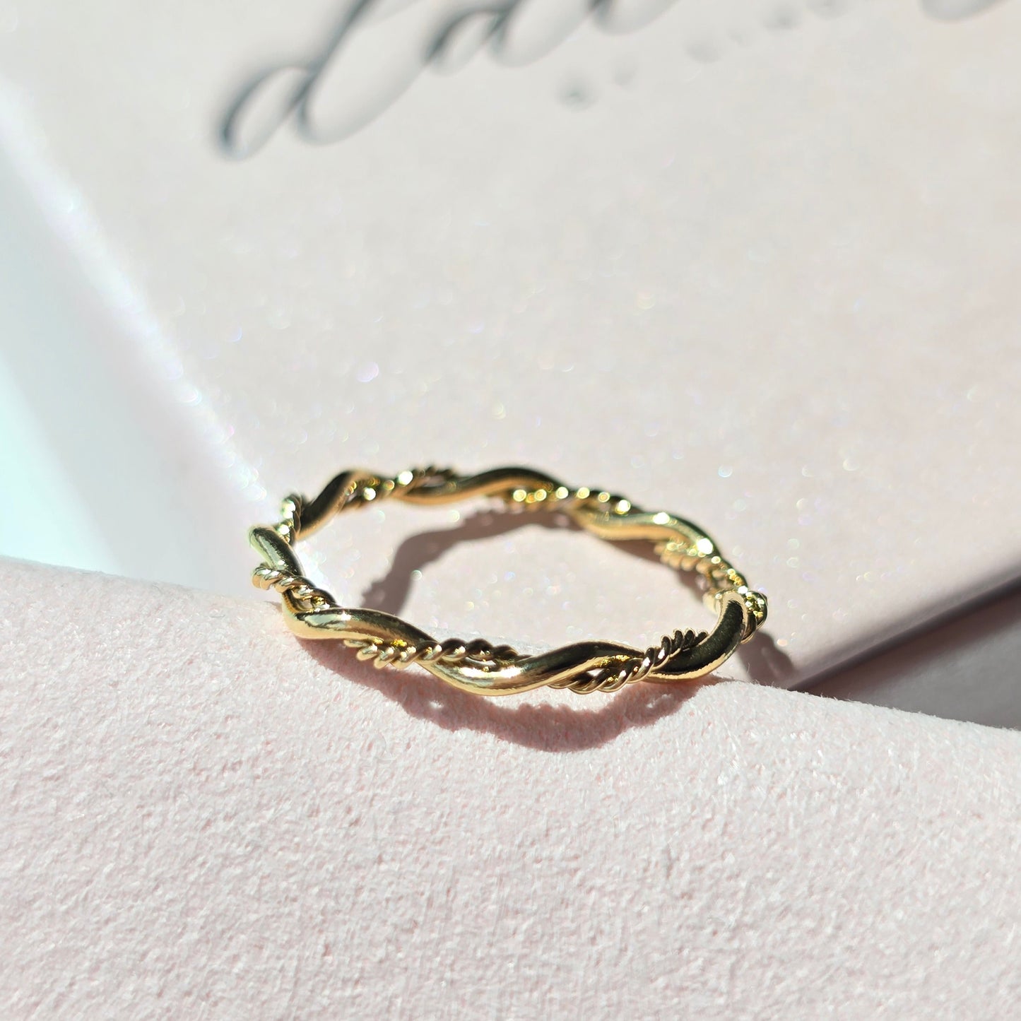 delicate twist ring stackable gold