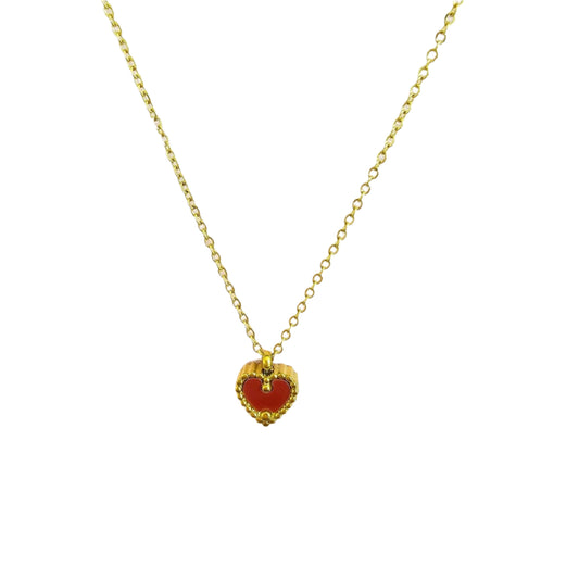 gold red heart dainty necklace perfect gift