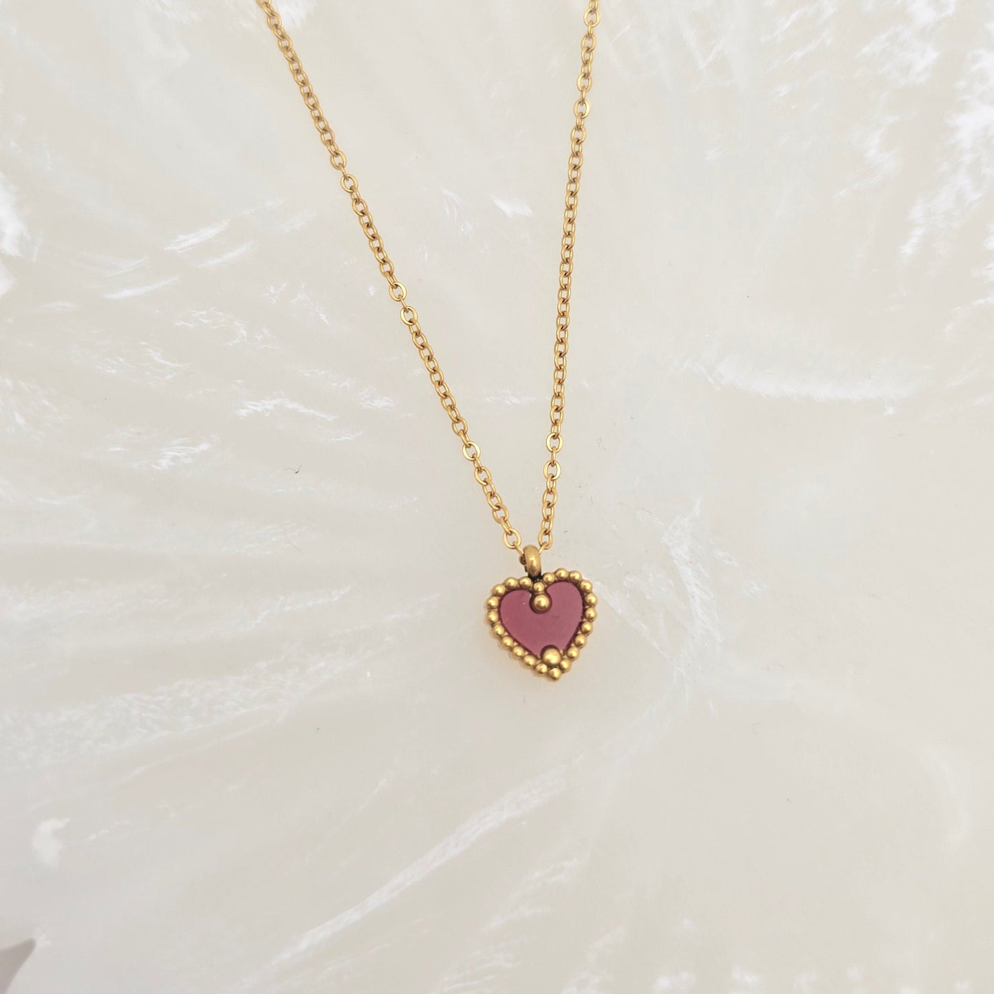 gold red heart dainty necklace perfect gift