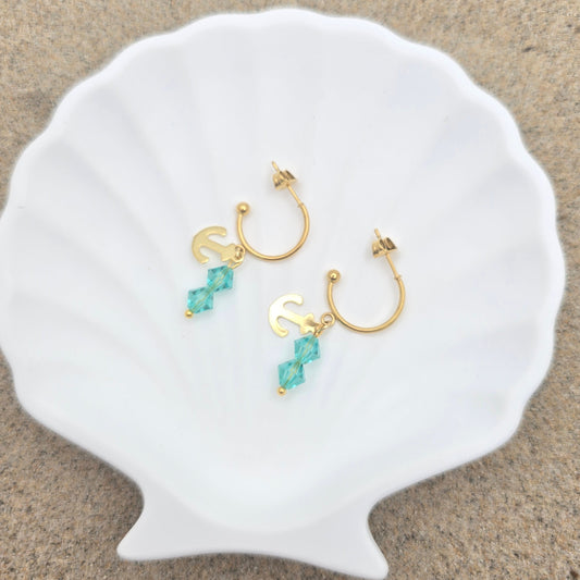 cute dainty nautical gold earrings vacation jewelry