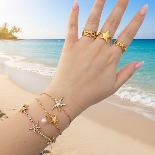 gold waterproof jewelry beach