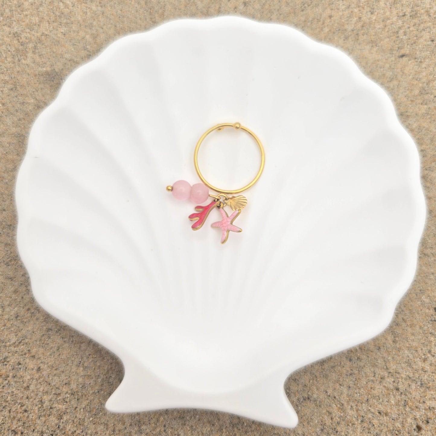 gold dainty stackable dangly ring beach jewelry