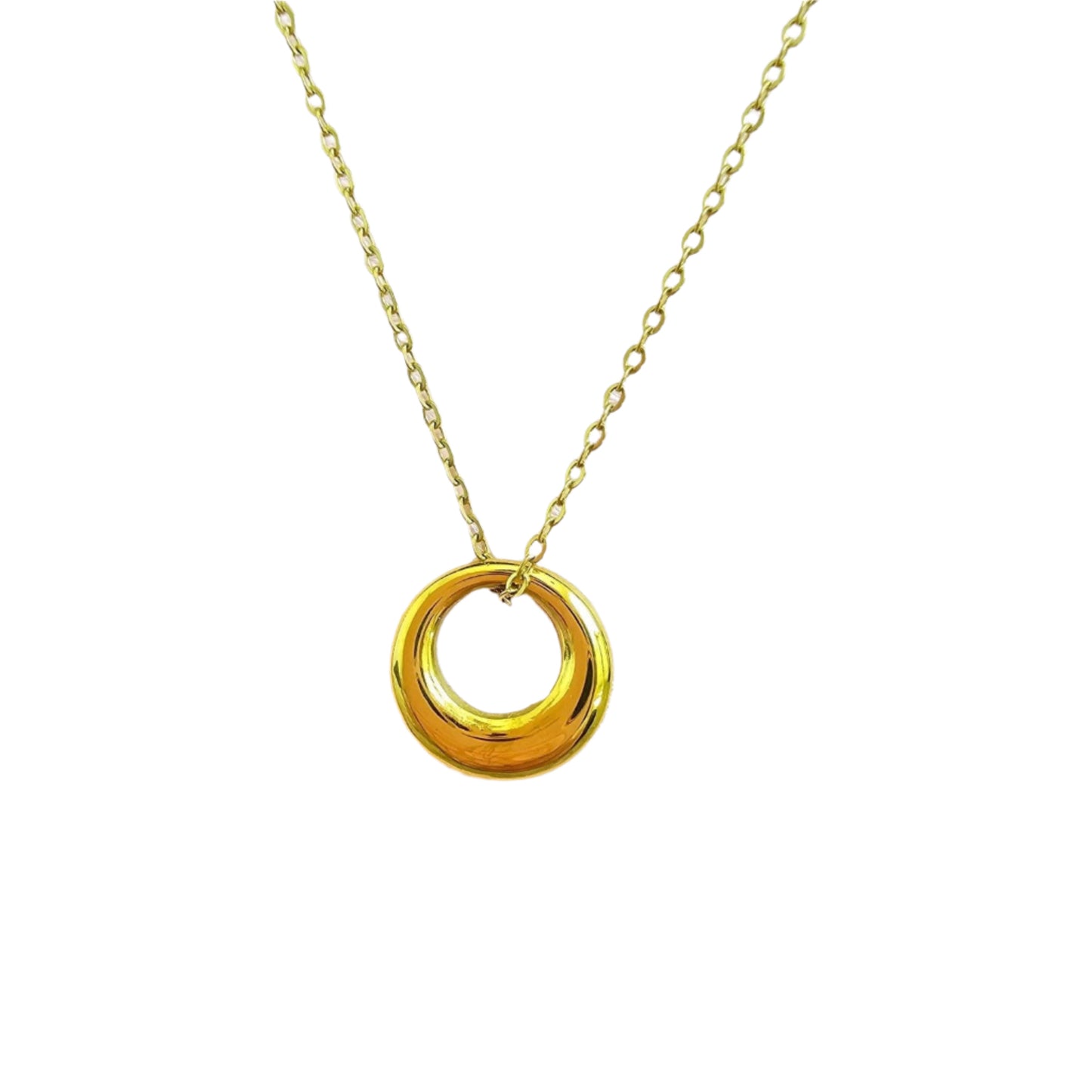 gold circle round necklace waterproof everyday
