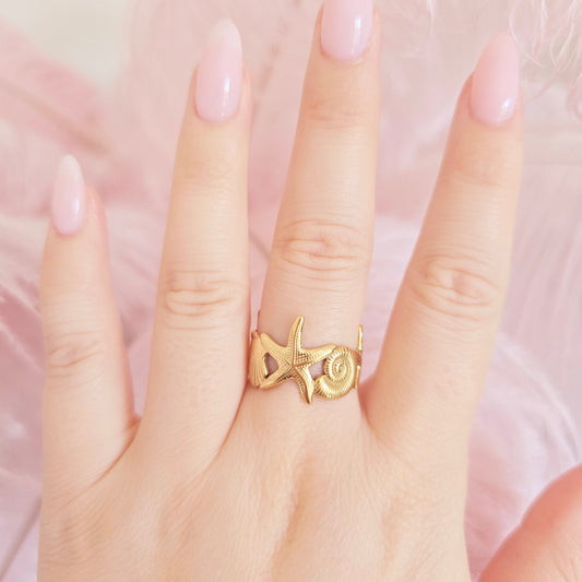 starfish shell vacation summer ring