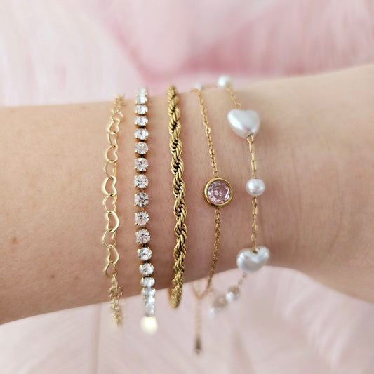 dainty bracelet stack gold waterproof