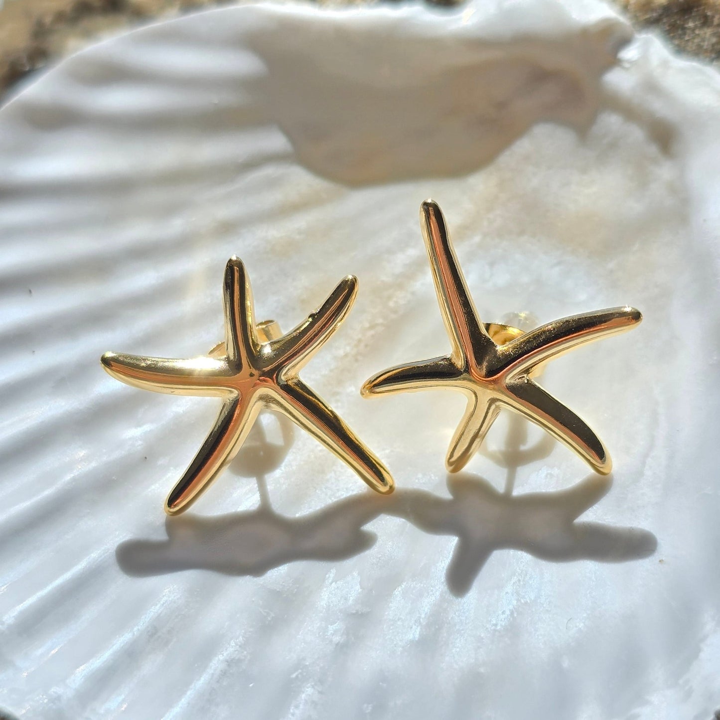small dainty gold starfish earrings vacation