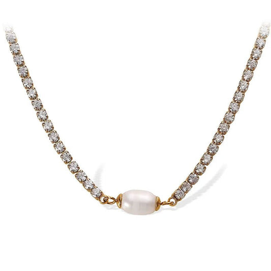 dainty pearl tennis necklace waterproof vacation jewelry