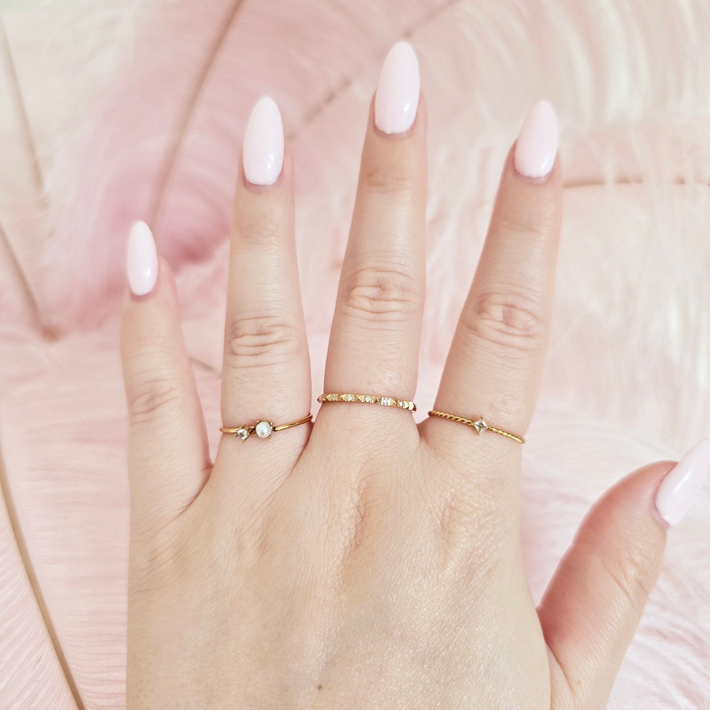 dainty stacking rings waterproof gold