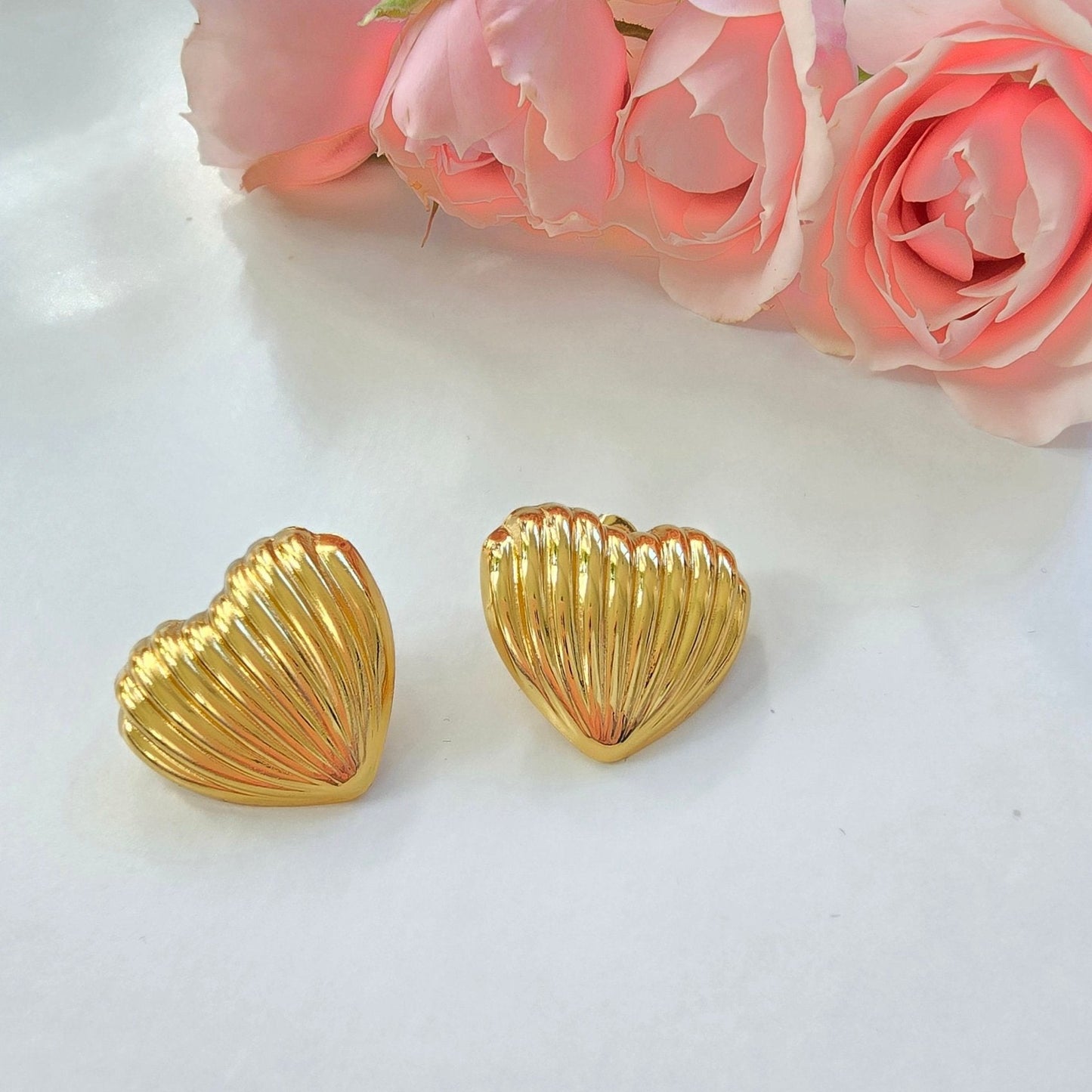 chunky gold heart waterproof earrings