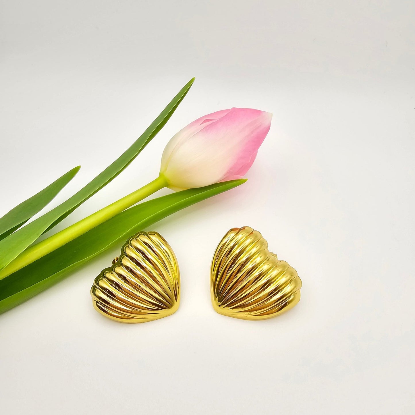 dainty heart gold waterproof earrings statement