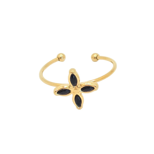 tiny dainty black stackable ring delicate gold