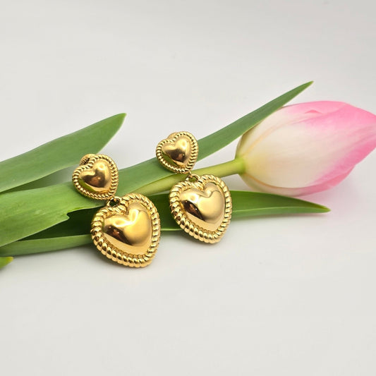 delicate heart earrings studs unique gold jewelry