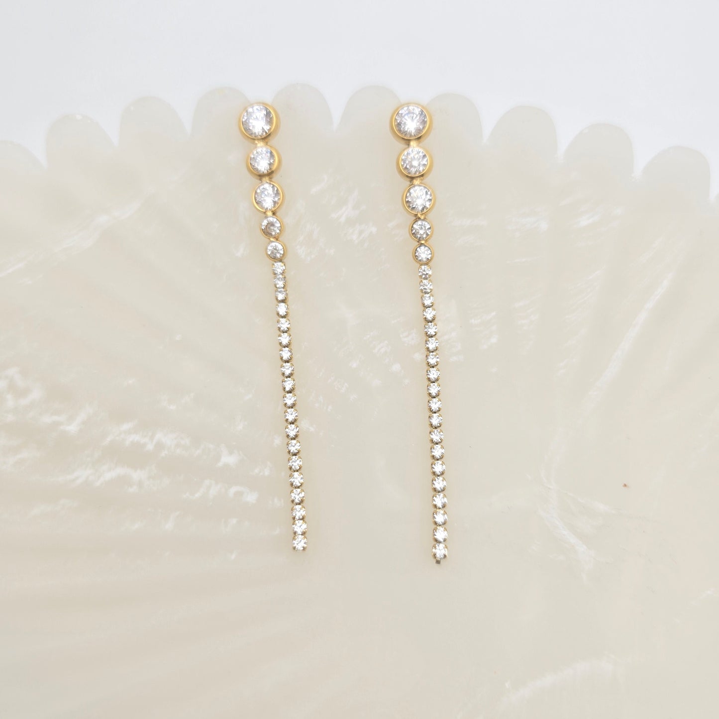 dainty gold tennis earrings drop elegant