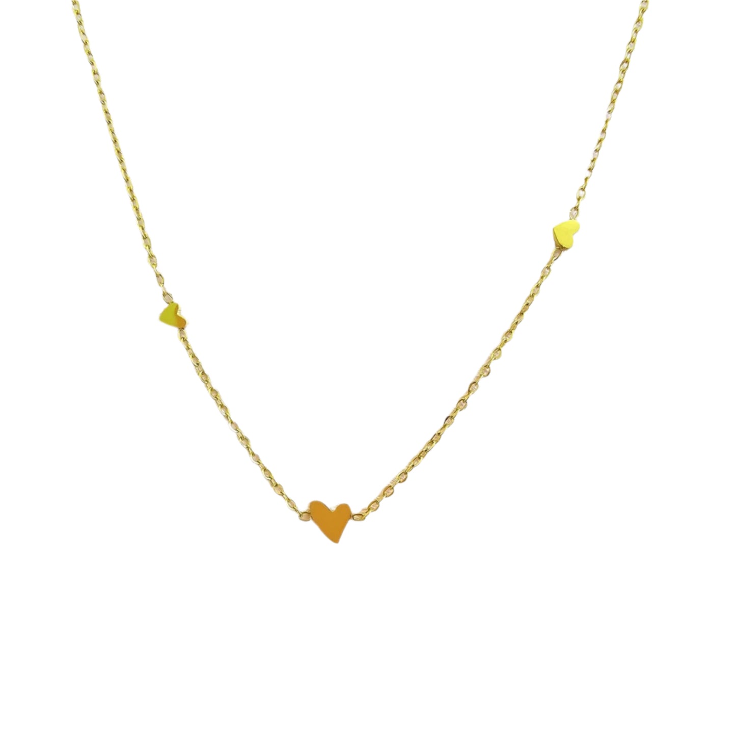 dainty gold tiny hearts necklace waterproof