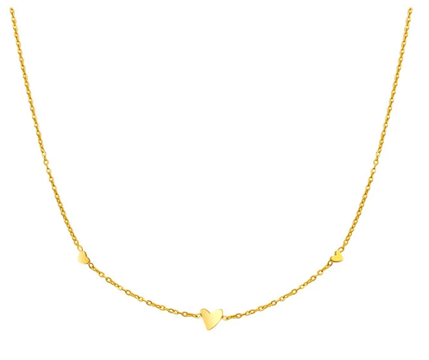 delicate thin hearts gold necklace tarnish free