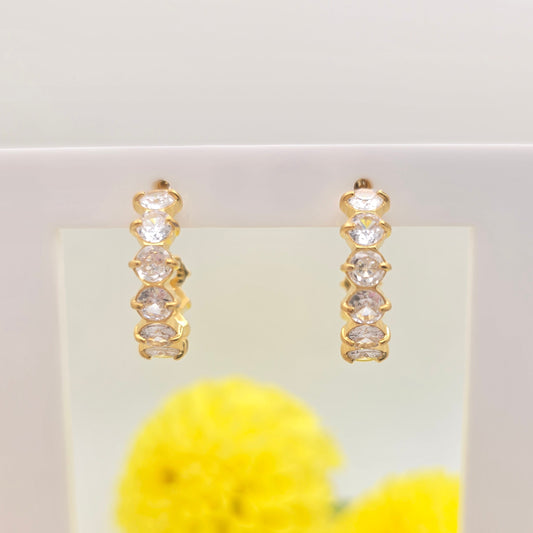 gold waterproof cz hoop earrings gift idea