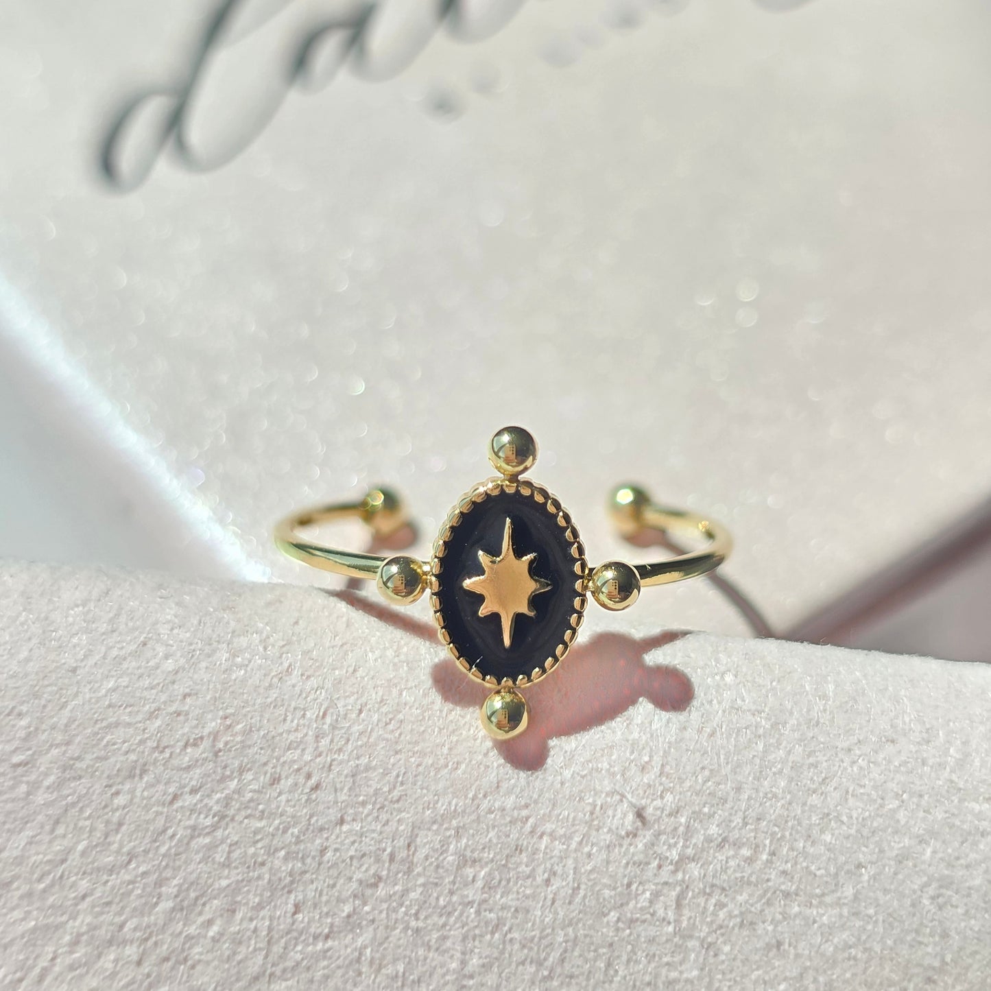 dainty compass gold ring stackable waterproof