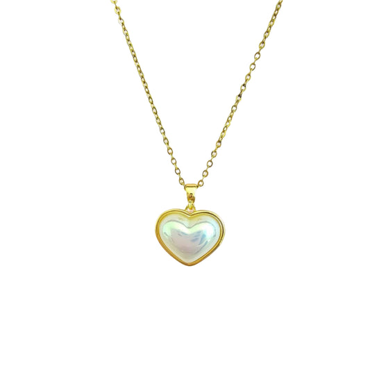 heart pearl gold necklace waterproof everyday