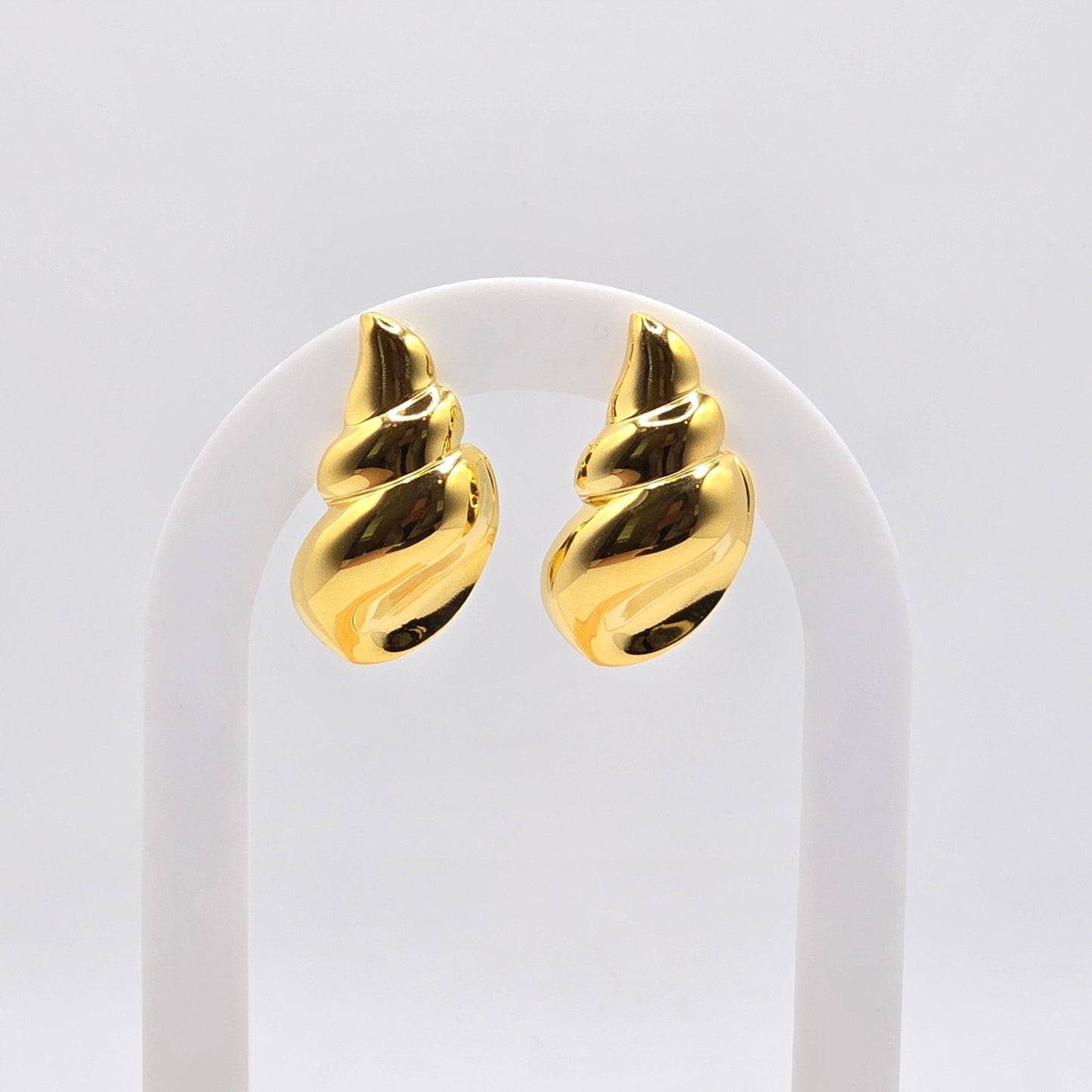 large gold shell earrings summer jewelry tarnish free