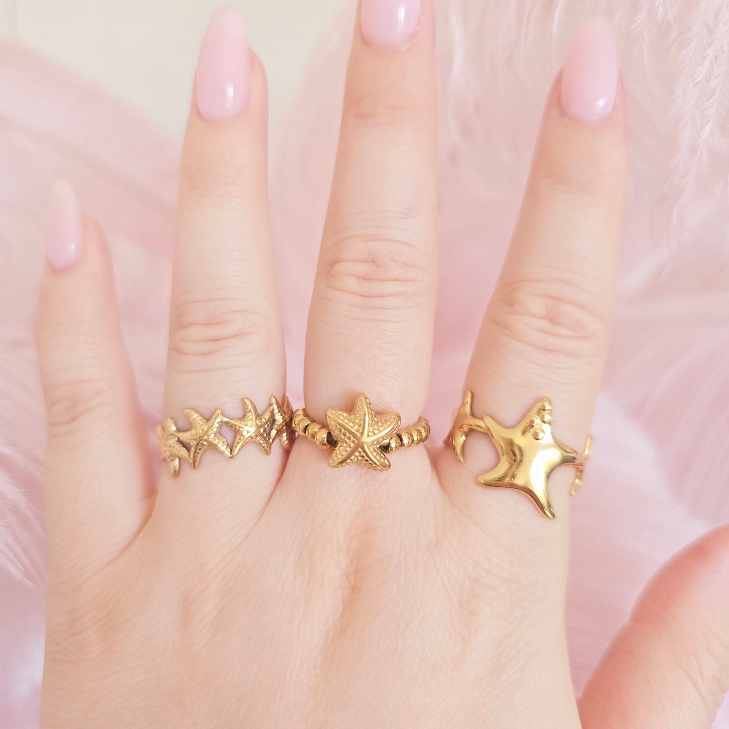 waterproof summer beach rings starfish