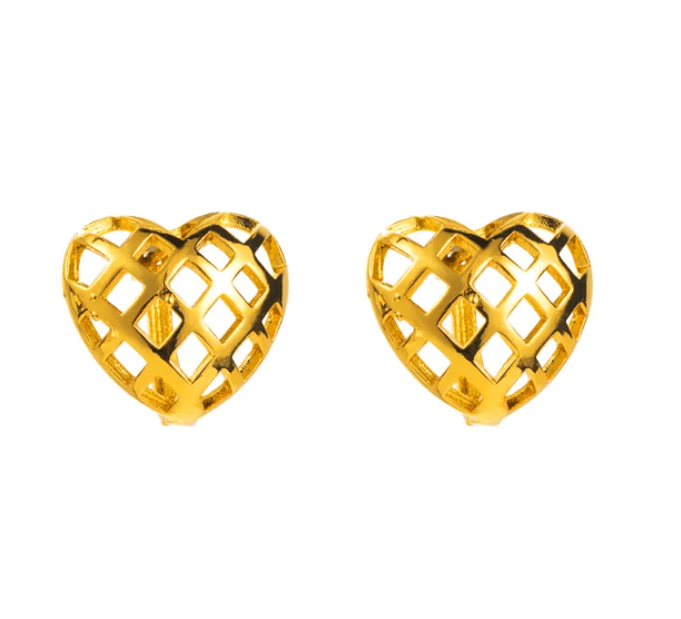 delicate gold waterproof heart stud earrings