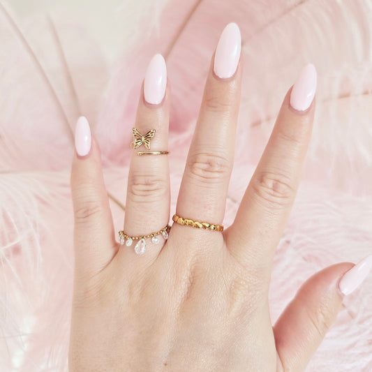 dainty gold stacking ring hearts butterfly diamonds