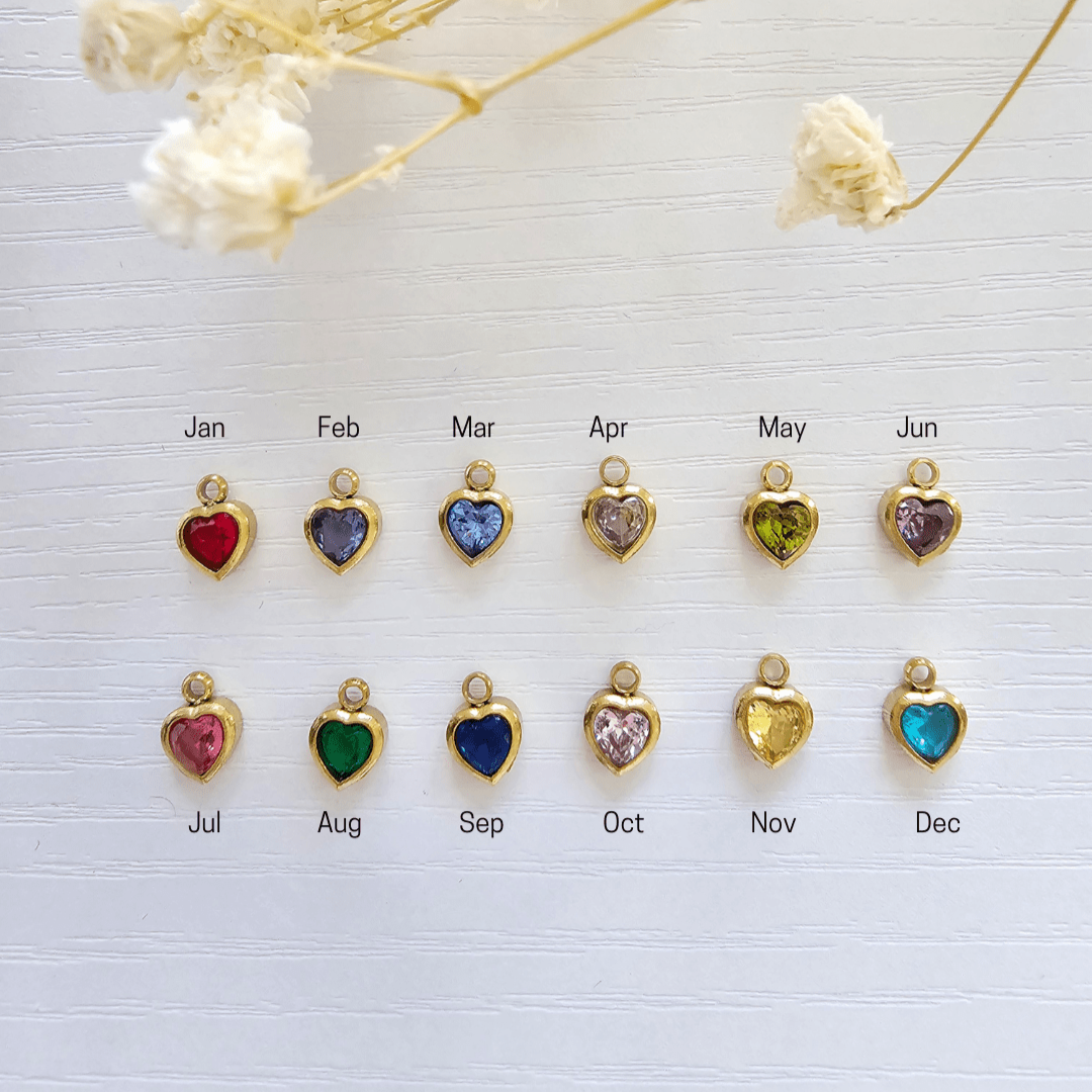personalized charm necklace birth stone tarnish free waterproof