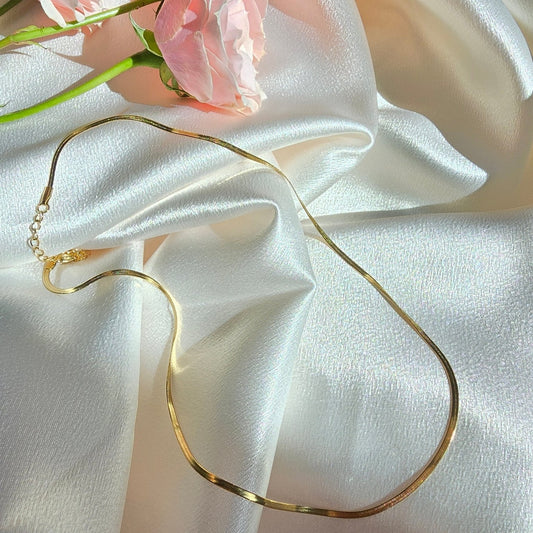 dainty thin gold flat waterproof necklace