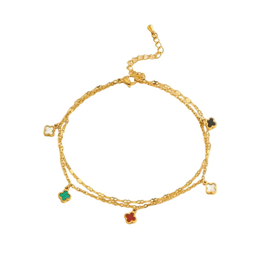 mini clover anklet gold waterproof