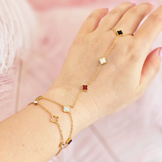 mini clover hand chain bracelet dainty waterproof