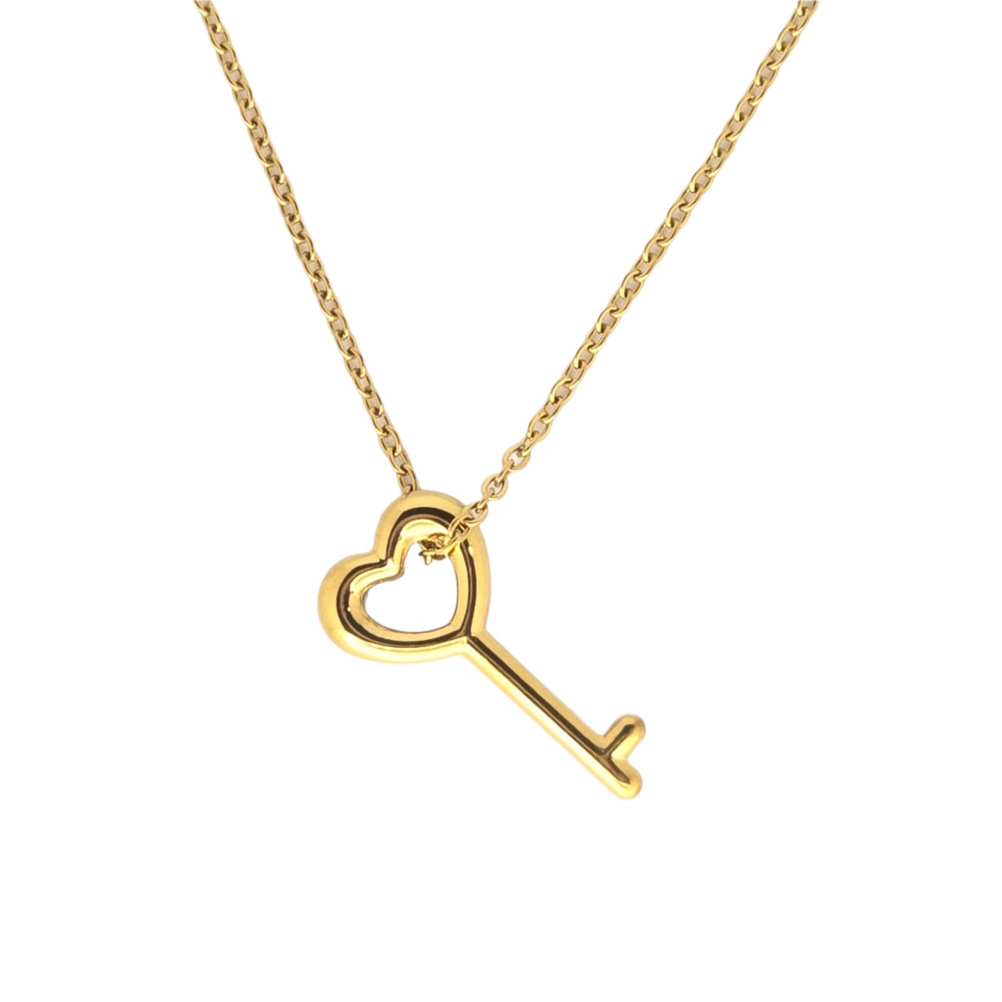 dainty gold key heart necklace waterproof