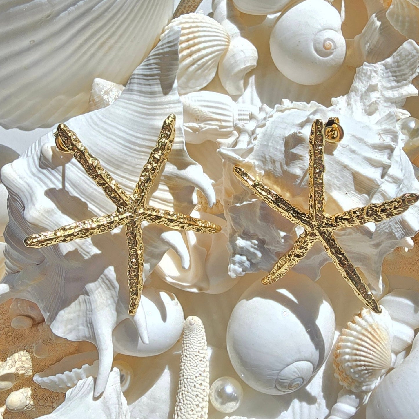 starfish earrings gold waterproof vacation