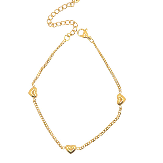 dainty gold hearts bracelet