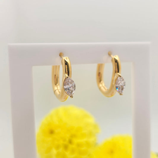 gold waterproof marquise stone earrings luxe gift idea