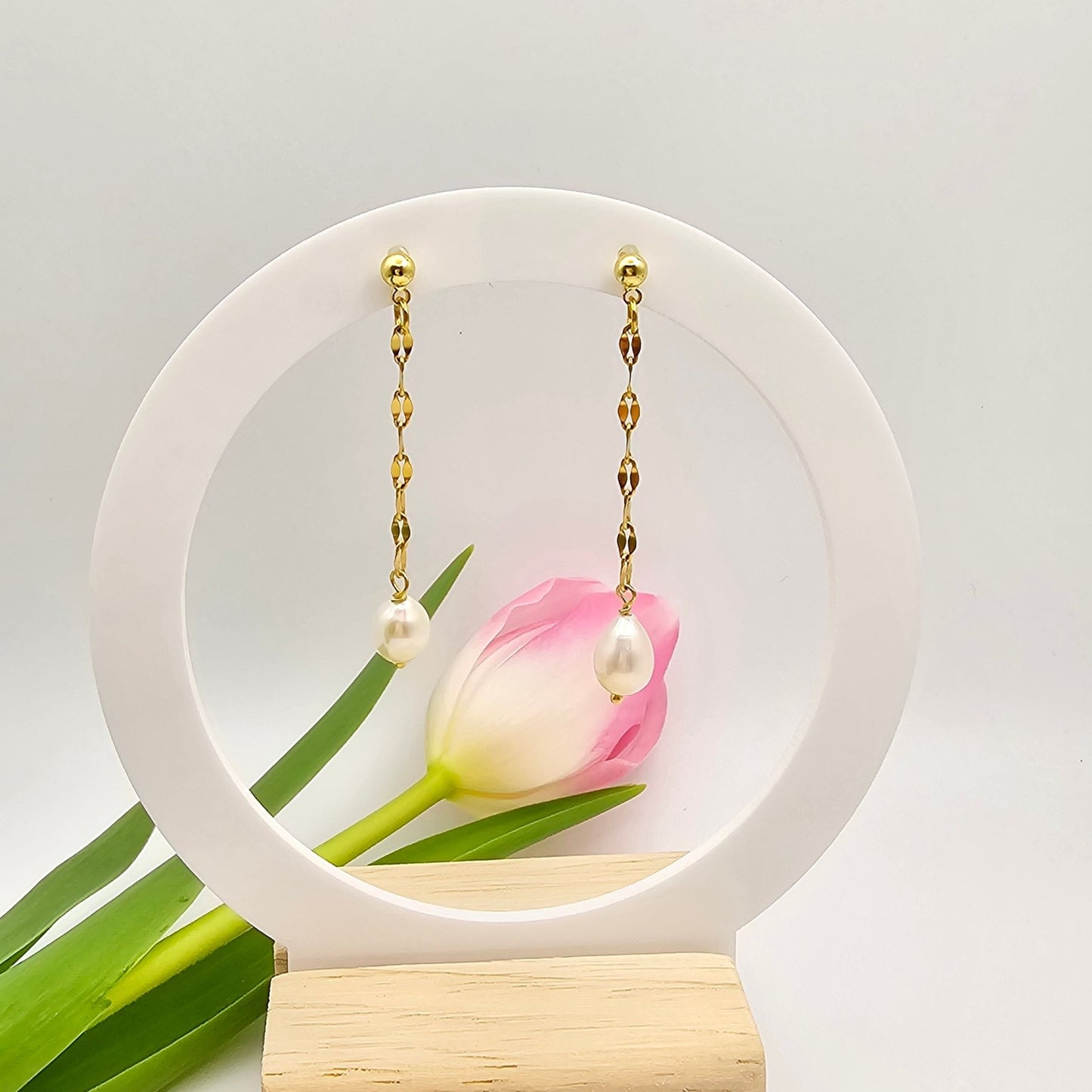 dainty drop pearl earrings
