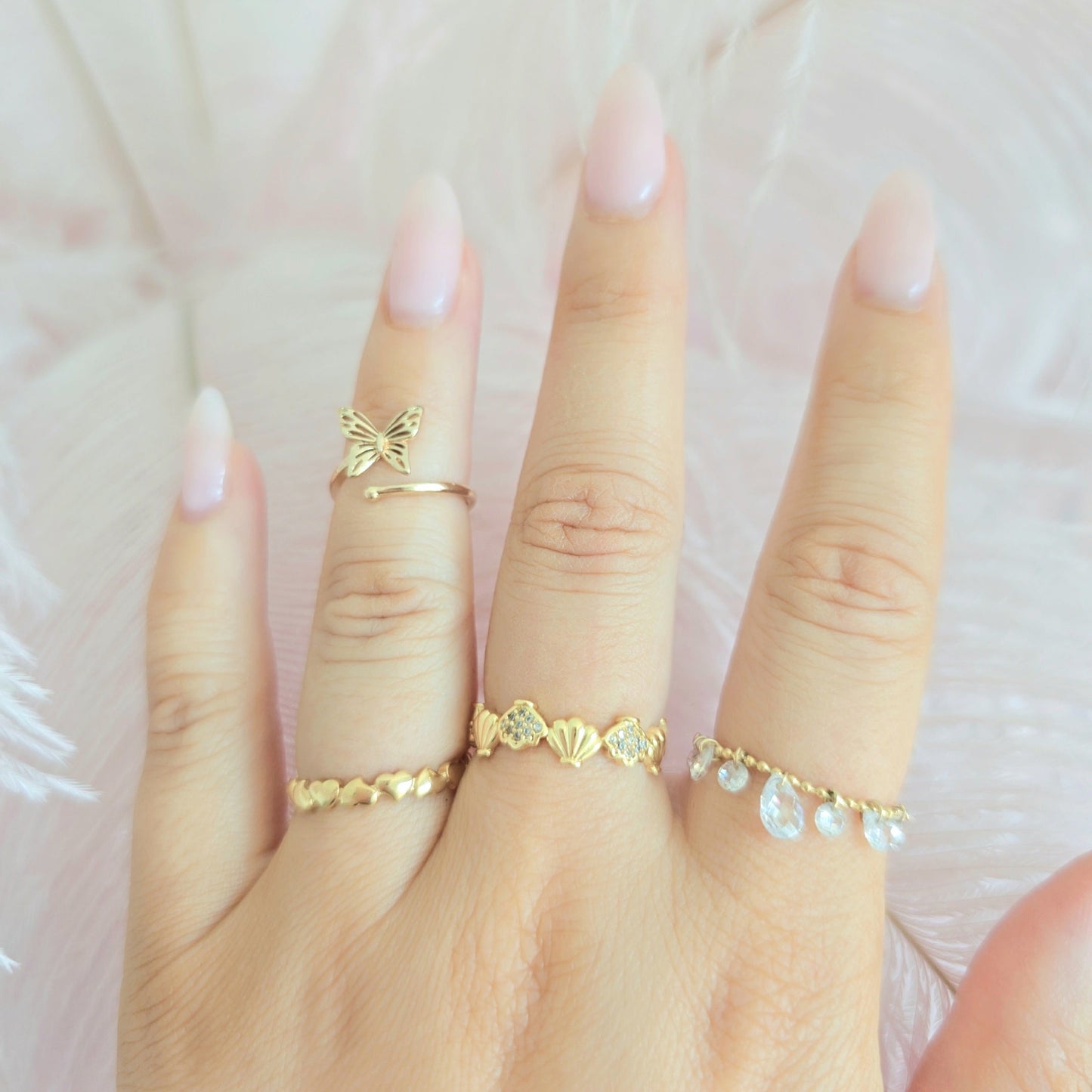 stackable beach waterproof rings gold