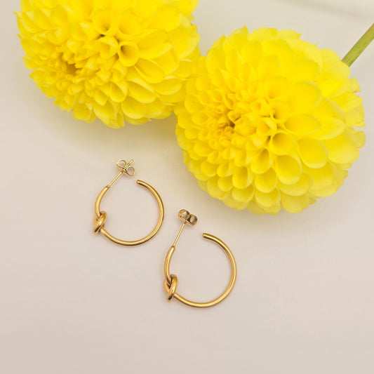dainty gold waterproof knot hoop earrings gift ideas