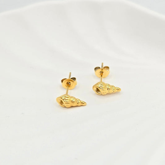 tiny cute dainty gold conch studs beach jewelry