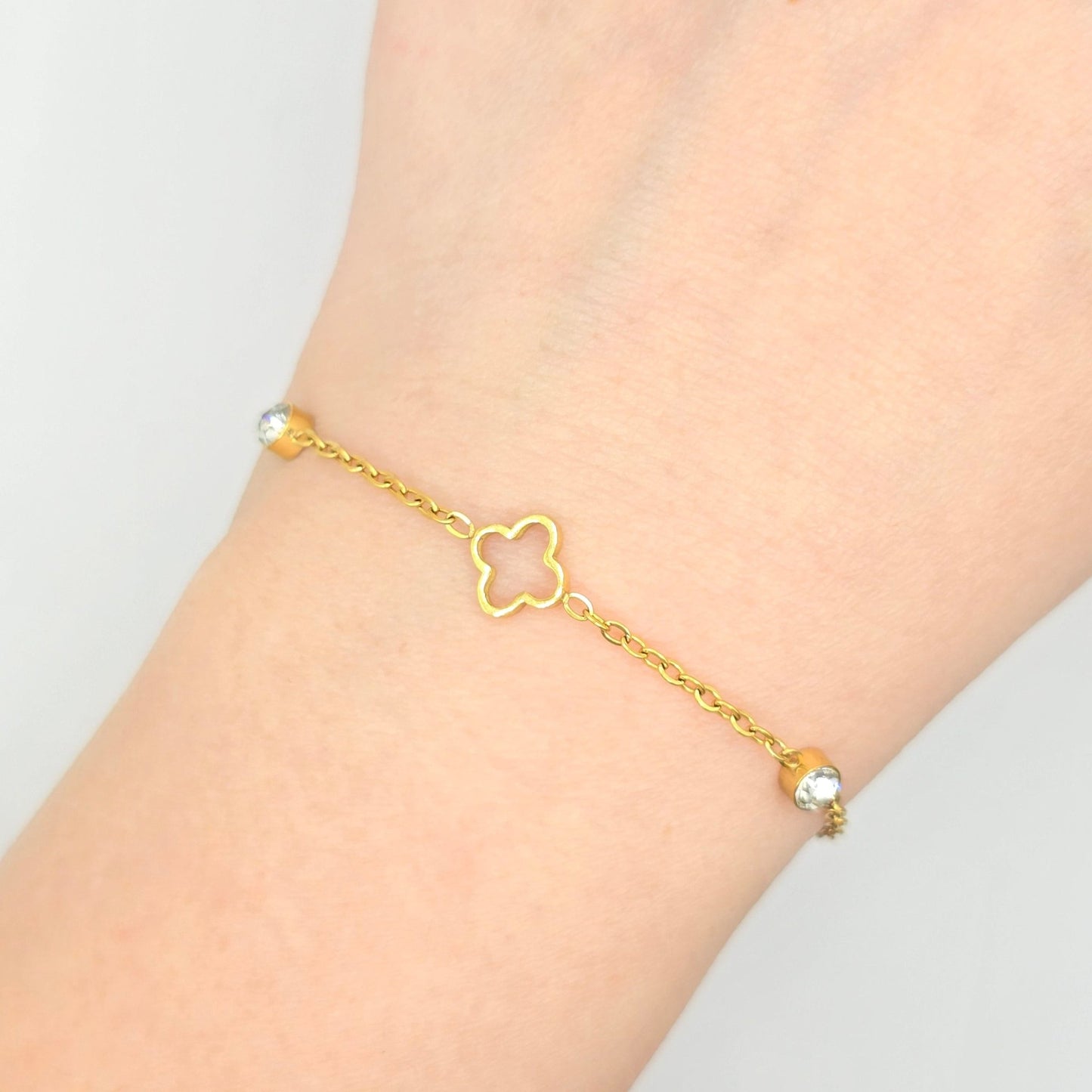 thin mini clover diamond tarnish free bracelet