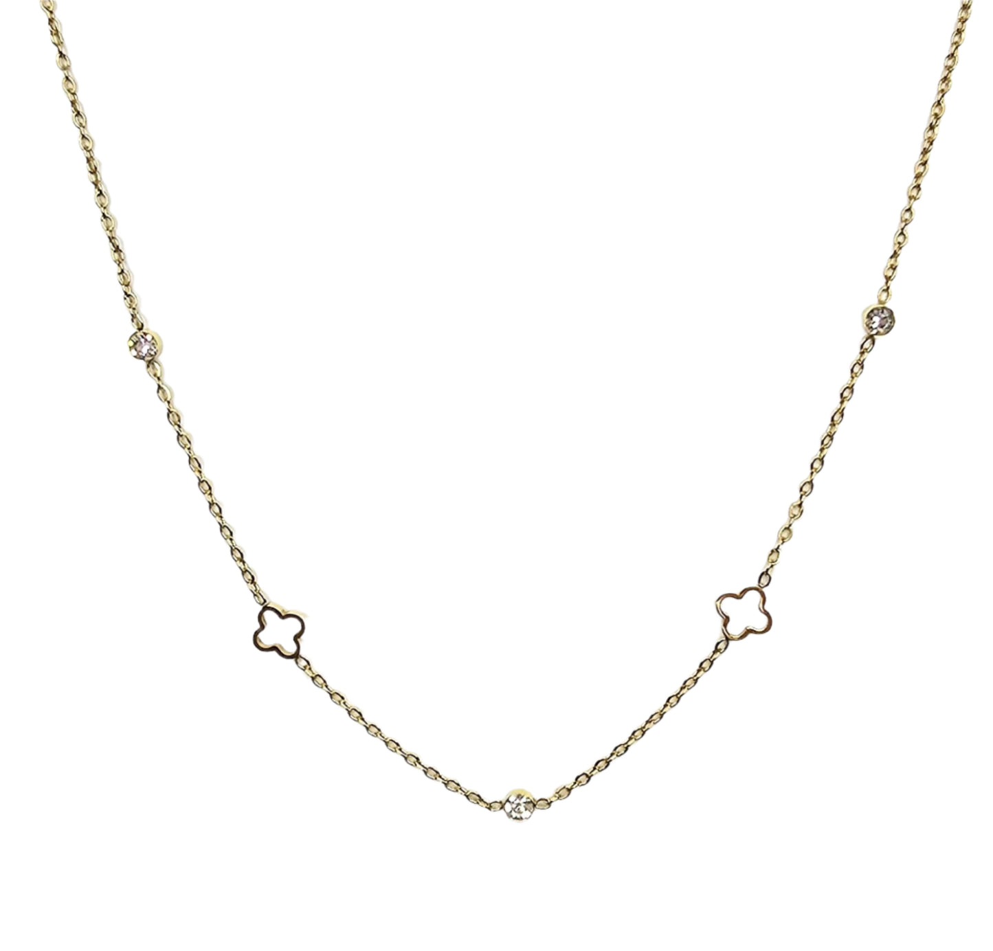 delicate thin mini clover diamond sweatproof necklace