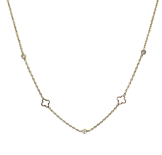delicate thin mini clover diamond sweatproof necklace