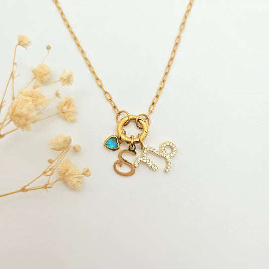 personalized charm necklace birth stone
