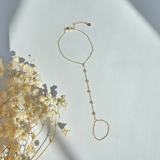 dainty tiny gold diamond hand bracelet waterproof everyday wear