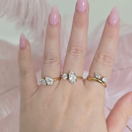 dainty gold waterproof rings stacking