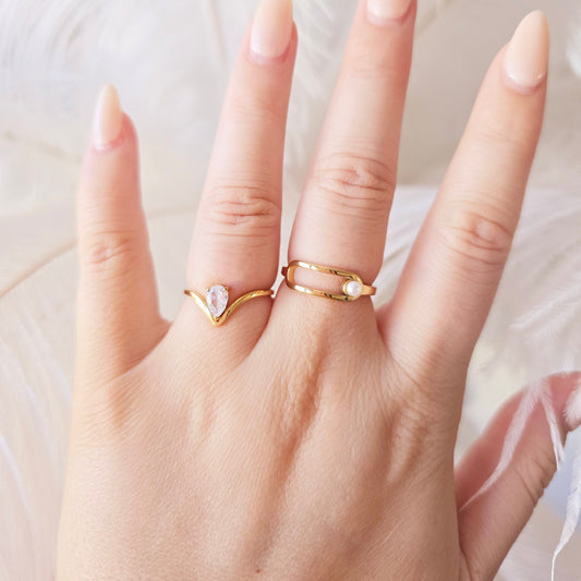 pear diamond ring on gold dainty
