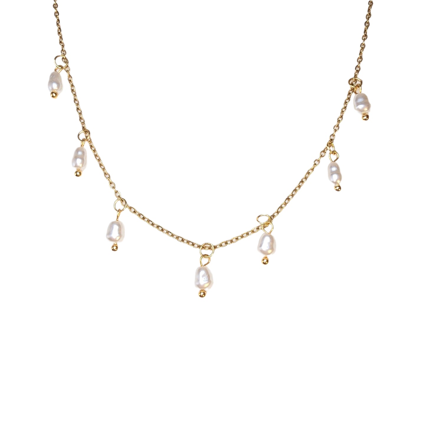 drop pearl necklace gold dainty waterproof