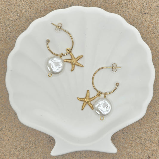 beach jewelry gold ocean themed light earrings