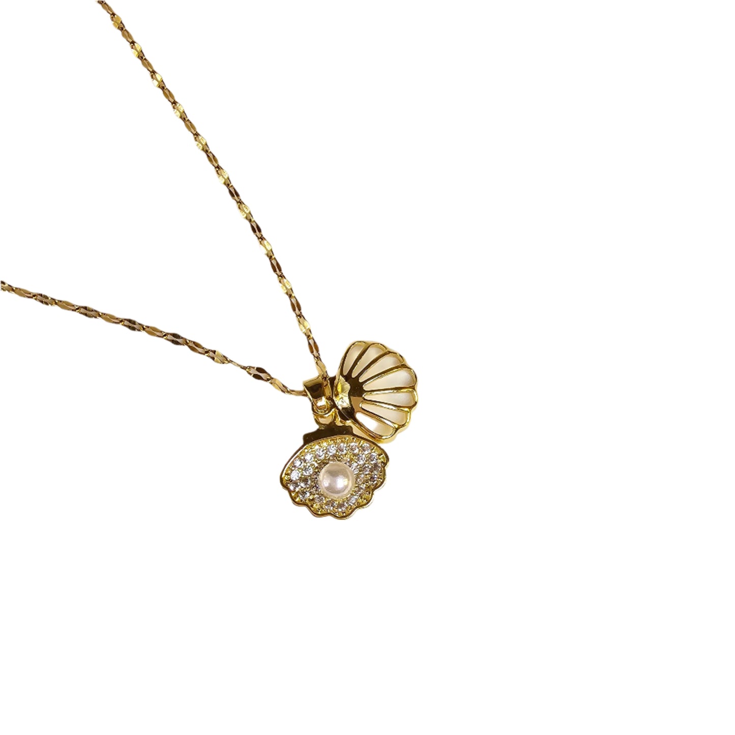 shell pearl gold dainty necklace summer jewelry